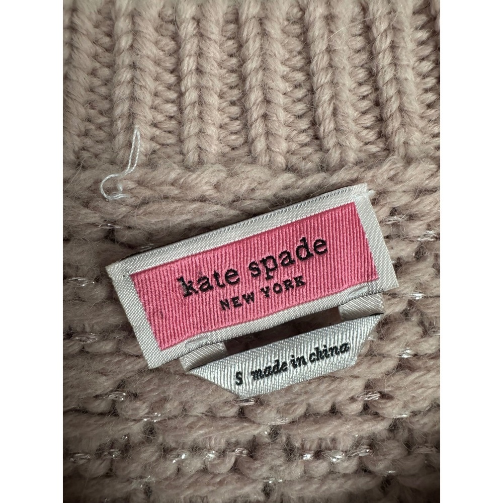 Kate Spade New York Jewel Button Textured Cardigan Wool Blend Pink Women's S - Picture 7 of 7
